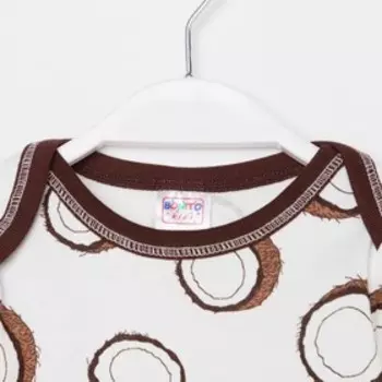 Боди детское, цвет белый/кокосы, рост 74 см