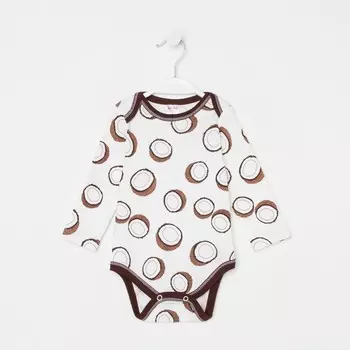 Боди детское, цвет белый/кокосы, рост 80 см