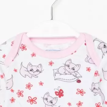 Боди детское, цвет белый/котята, рост 74 см