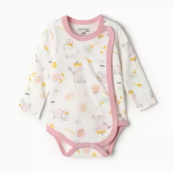 Боди детское, цвет белый/котята, рост 80 см