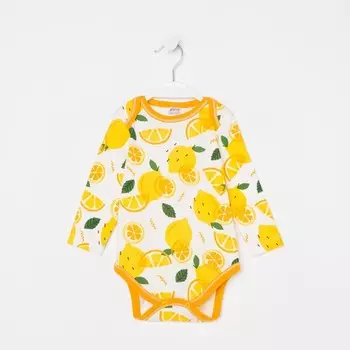 Боди детское, цвет белый/лимоны, рост 62 см