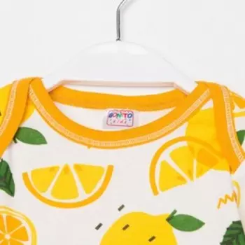 Боди детское, цвет белый/лимоны, рост 80 см
