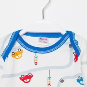 Боди детское, цвет белый/машинки, рост 80 см