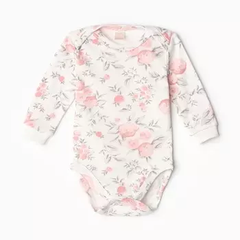 Боди детское, цвет белый/роза, рост 74 см