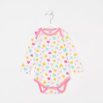 Боди детское, цвет белый/сердечки, рост 74 см
