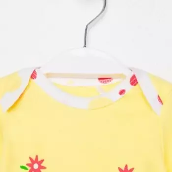 Боди детское, цвет белый/жёлтый, рост 80 см