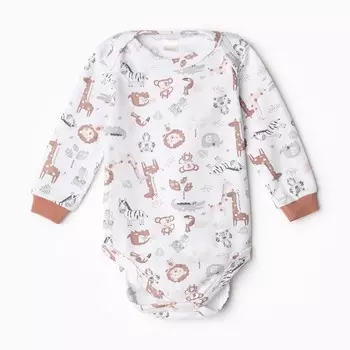 Боди детское, цвет белый/зоопарк, рост 74