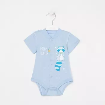 Боди детское, цвет голубой/енот, рост 62 см