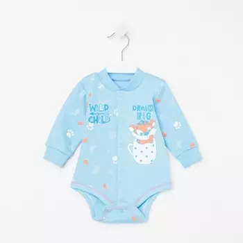 Боди детское, цвет голубой/тигр, рост 56 см
