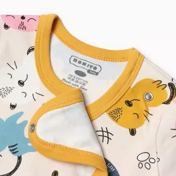 Боди детское, цвет кремовый/котята, рост 68 см