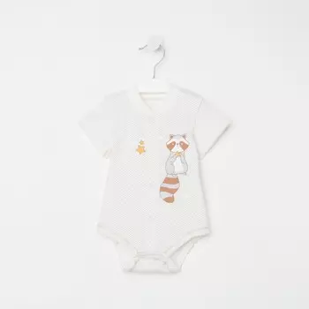 Боди детское, цвет молочный/енот, рост 80 см