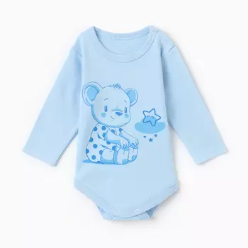 Боди детское, цвет ярко-голубой, рост 68 (3-6 мес)