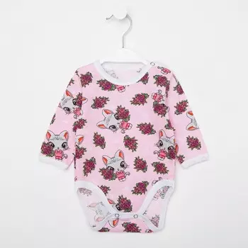 Боди детское, цвет розовый/кошечки, рост 74 см