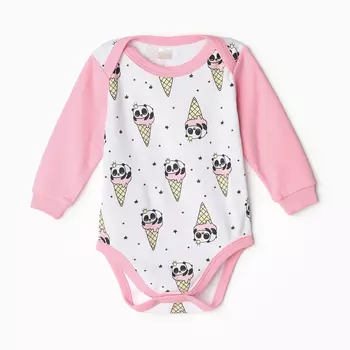 Боди детское, цвет розовый/панда, рост 68 см