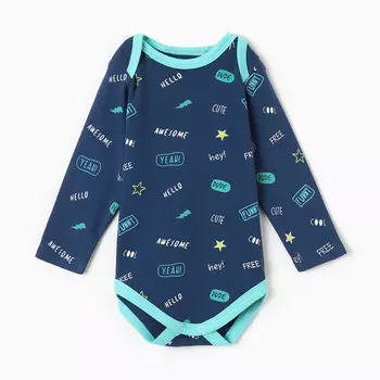 Боди детское, цвет синий, рост 56 (0-1 мес)