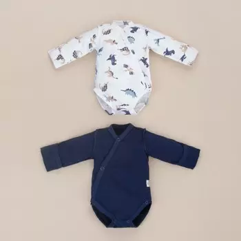 Боди детское KinDerLitto «Малыш Хрустик», с длинным рукавом, рост 62-68 см, 2 шт