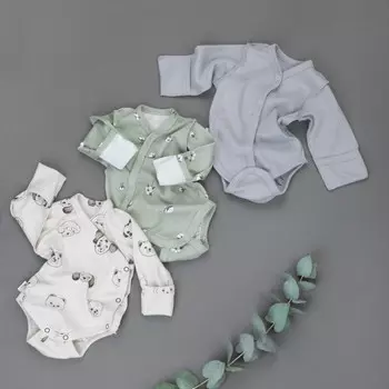 Боди детское KinDerLitto «Мягкий хлопок», с длинным рукавом, рост 56-62 см, 3 шт