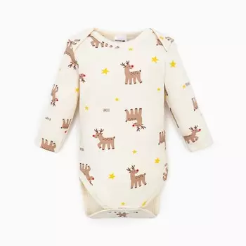 Боди Крошка Я Mery Xmas, рост 62-68 см, бежевое