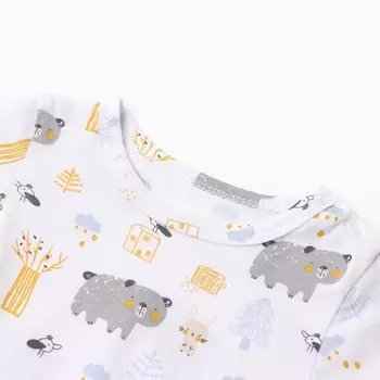 Боди детское "Мишки в лесу", цвет белый/песочный рост 68 см