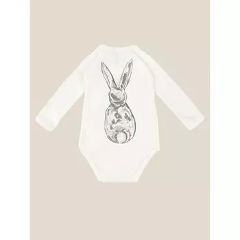 Боди детское с длинным рукавом Amarobaby Animals Зайка, молочный, размер 80