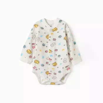 Боди детское с длинным рукавом, цвет экру/ЗВЕРИ, рост 62-68 см