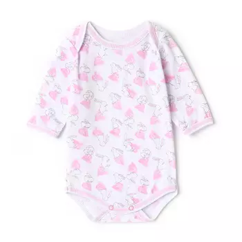 Боди детское с длинным рукавом, цвет белый/зайки, рост 74