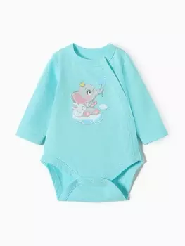 Боди детское с длинным рукавом, рост 56 см, мятное