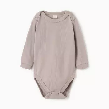 Боди детское с длинным рукавом, цвет серый, рост 68