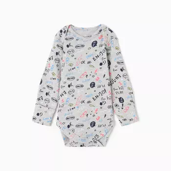Боди детское с длинным рукавом, цвет сверый меланж, рост 68 см (3-6 мес)