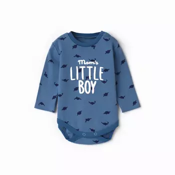 Боди детское с длинным рукавом "Дино", цвет голубой, рост 74