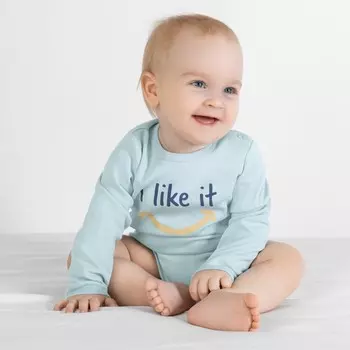 Боди детское с длинным рукавом «Горошинка», рост 68 см, цвет голубой