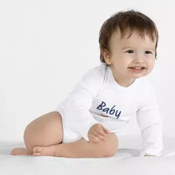 Боди детское с длинным рукавом «Горошинка», рост 92 см, цвет белый