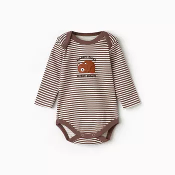 Боди детское с длинным рукавом "Мишка", цвет бежевый, рост 68