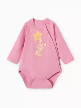 Боди детское с длинным рукавом «Зайка», рост 74 см, розовое
