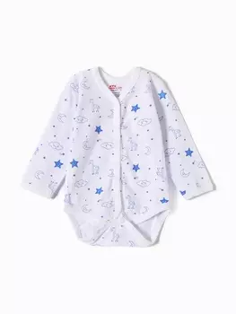 Боди детское с длинным рукавом «Жирафы», рост 80 см, белое, синее