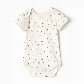 Боди детское с коротким рукавом, цвет белый/звезды, рост 80