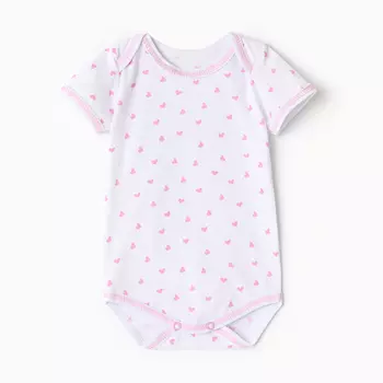 Боди детское с коротким рукавом, цвет белый/сердечки, рост 62