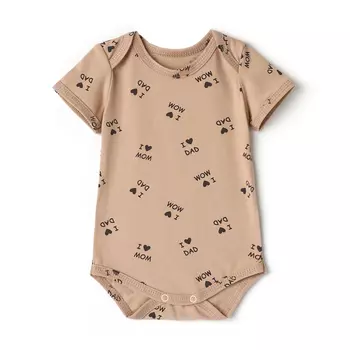 Боди детское с коротким рукавом, цвет бежевый, рост 80