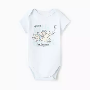 Боди детское с коротким рукавом, цвет голубой, рост 62 см