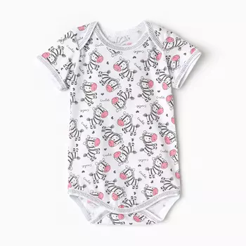 Боди детское с коротким рукавом, цвет розовый/зебры, рост 80