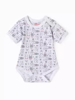 Боди детское с коротким рукавом «Зайки», рост 68 см, белое, розовое