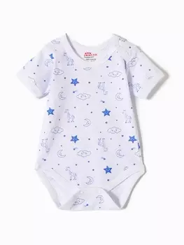 Боди детское с коротким рукавом «Жирафы», рост 74 см, белое, синее