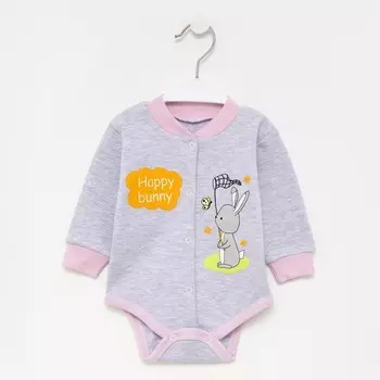 Боди детское «Зайки», цвет серый, рост 62 см
