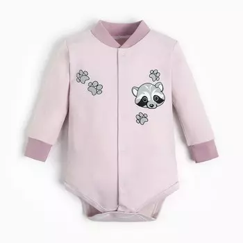 Боди для девочки, цвет розовый/енот рост 74 см