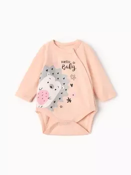 Боди для девочки с длинным рукавом , цвет персиковый, рост 68 см