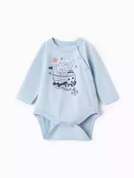 Боди для мальчика с длинным рукавом, цвет голубой, рост 68 см