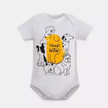 Боди Крошка Я "Dogs", рост 62-68 см, цвет белый