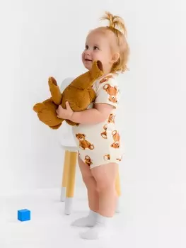 Боди Крошка Я "Медвежата", рост 68-74, бежевый