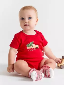 Боди Крошка Я My 1st Christmas, рост 80-86 см, красное