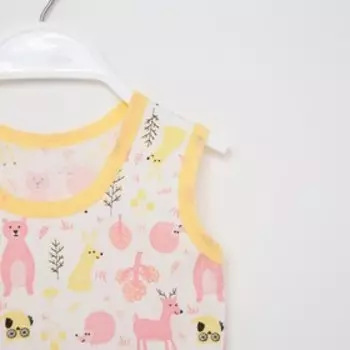 Боди-майка, цвет молочный/розовый, рост 68 см